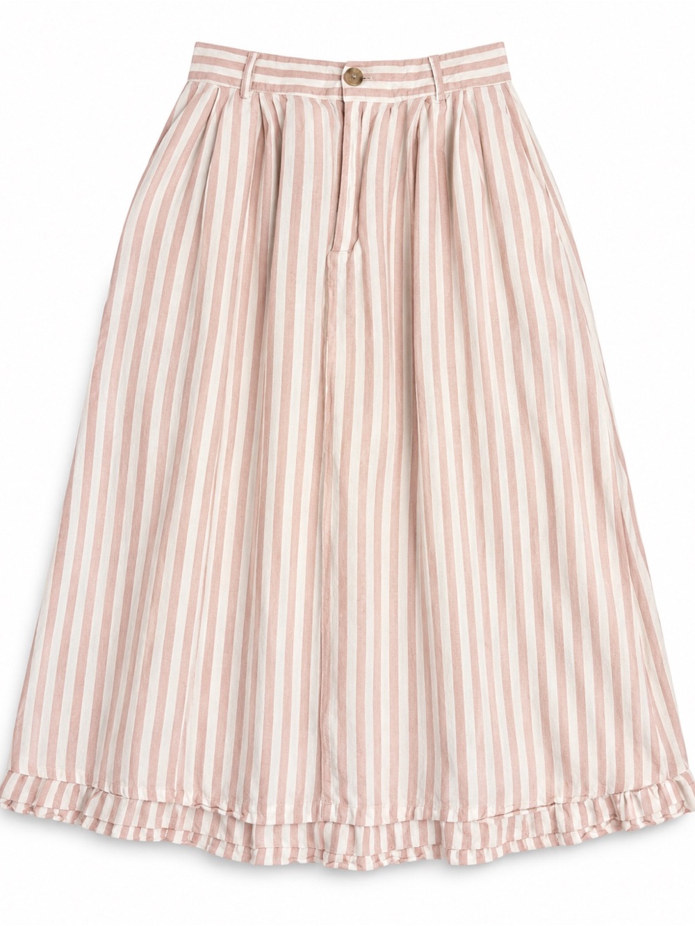 New Day Pink & White Striped Midi Skirt – Size L